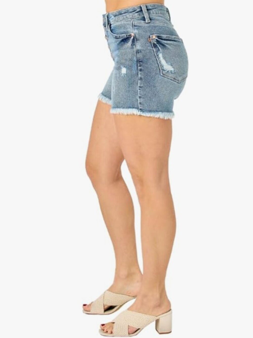 Judy Blue High Waist Button Fly Destroy Shorts - Picture 2 of 4